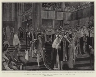 The King leaving the Choir at the Conclusion of the Service